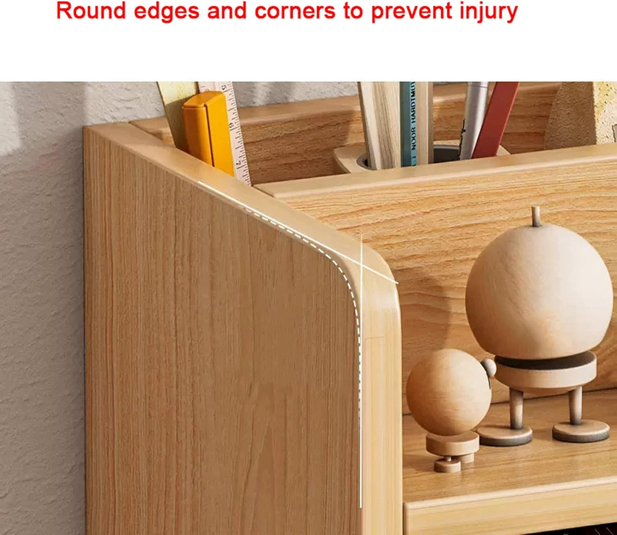 CLoxks Bookcase Bookshelf Desktop Wood Bookshelf with 1 Small Drawers, Desk Organizer Shelf and Display Rack, Storage Shelf Bookcase for Office, Home Decor, Kitchen Countertop Bookshelf Organizer