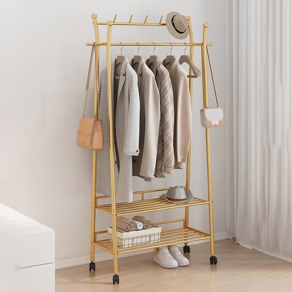 Free Standing Hall Tree Floor Clothes Hanger Bedroom Underwear Hat Rack Storage Rack Simple Multifunctional Storage Clothes Hanger Entryway Coat Stand