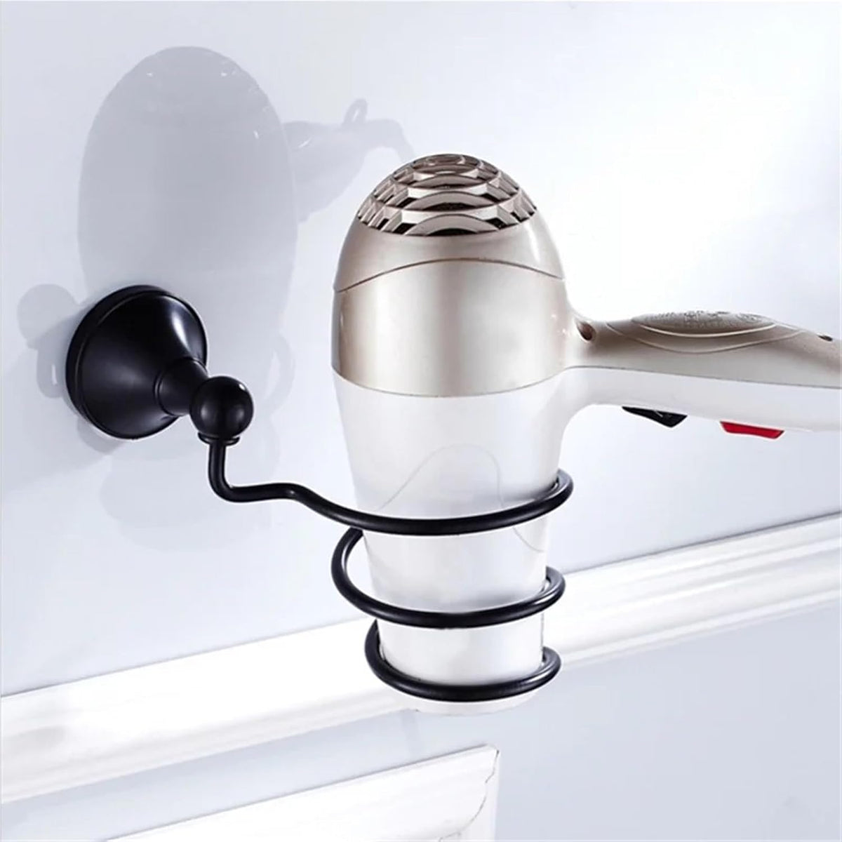 Black Brass Bathroom Accessories Hardware Set Towel Bar Rail Rack Toilet Paper Holder Shower Soap Dish(Hair Dryer Holder)