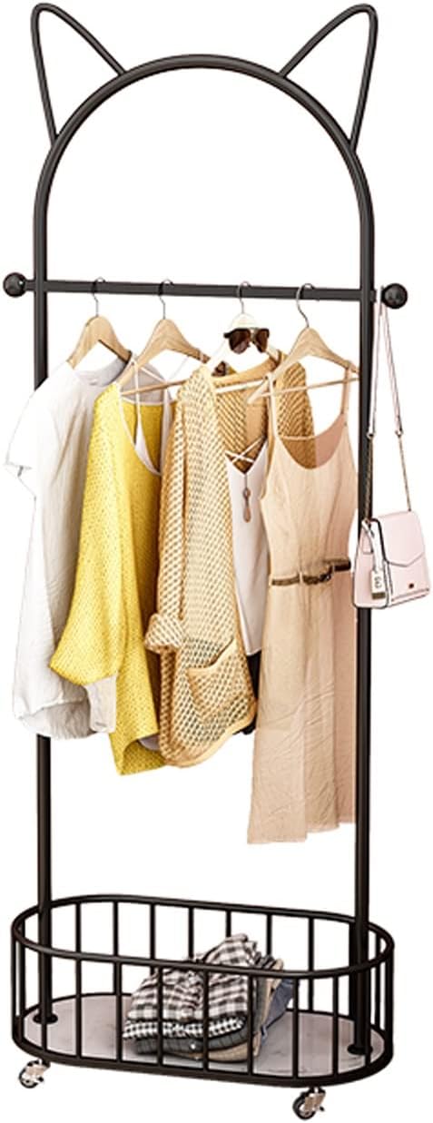 Adjustable Garment Rack Clothes Hat Rack Hanging Clothes Rack with Wheels Removable Flooring Clothes Hat Rack Home Living Room Bedroom Storage Modern Simple Clothes Hat Rack Standing Hanger ( Color :