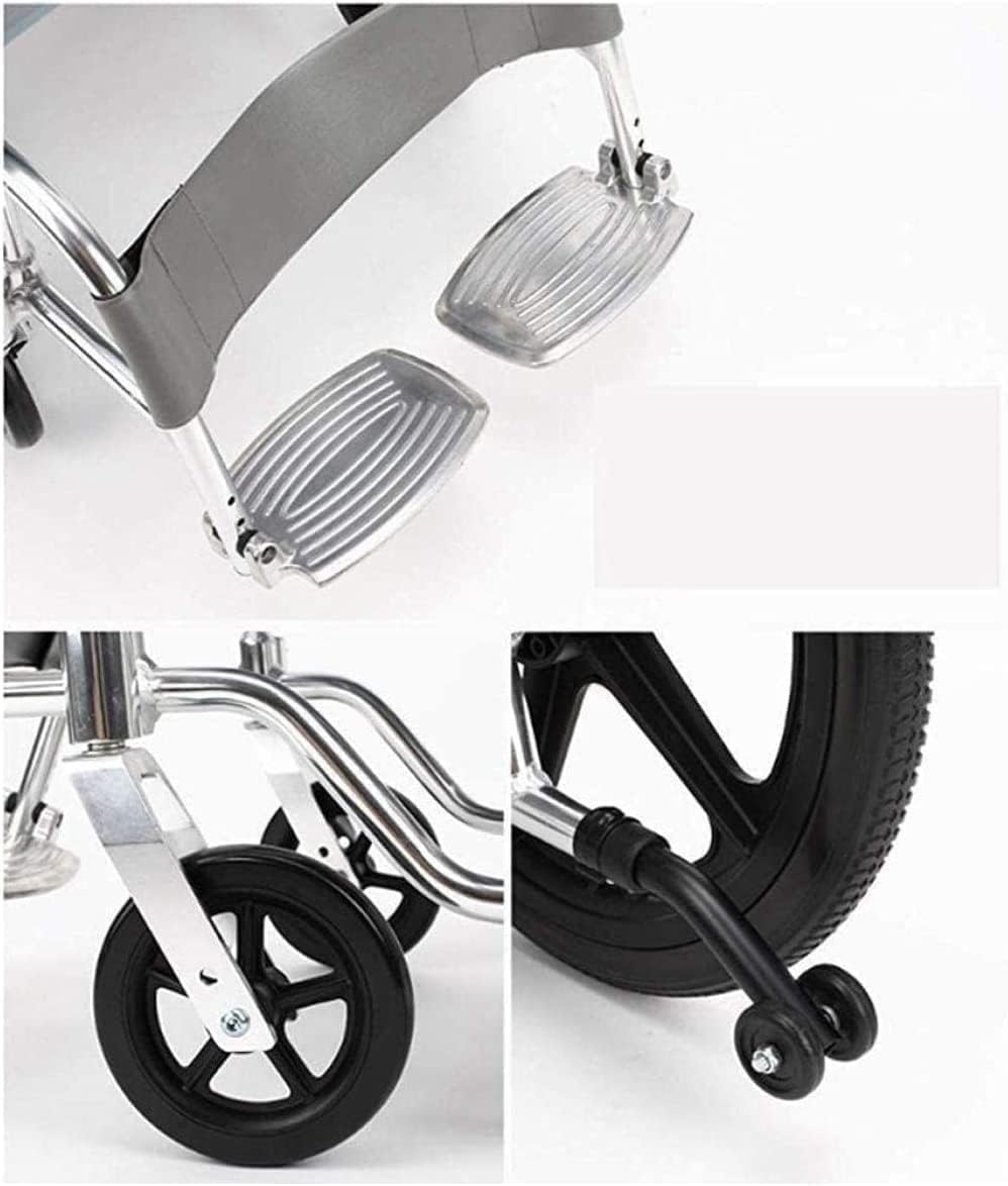 Lightweight Wheelchair Lightweight Folding Wheelchair Portable Medical Transport Wheelchair Toilet Chair w/Handbrakes and Bedpan for Elderly Seniors and Disabled Users Mobility Aids