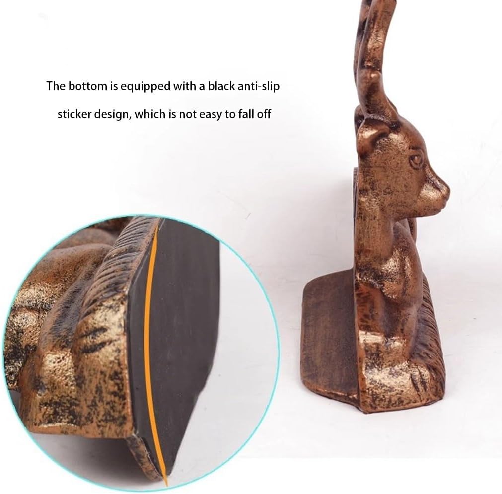 Door Stop Stopper Holder Deer-Shaped Pastoral Style,Cast Iron Material Non-Slip,Study Desk Art Decoration,Housewarming Gift