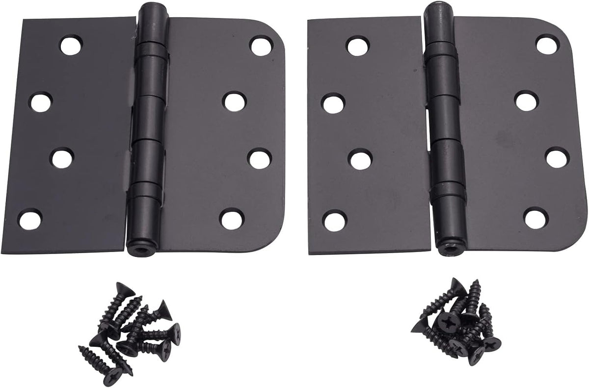 Hinge Outlet 4 Inch with 5/8 Inch Square Radius Ball Bearing Door Hinges, Heavy-Duty Steel, Removable Pin (Black, 20 Pack)