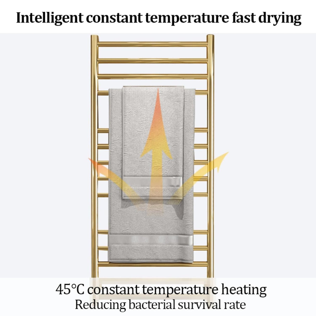 14-Bar Towel Warmer, Wall Mounted Bath Towel Heater, Clothes Airer Dryer, LED Display Panel, Built-in Timer, Adjust Temperature, Hot Towel Warmer Rack for Bathroom Hotel(Black,A)