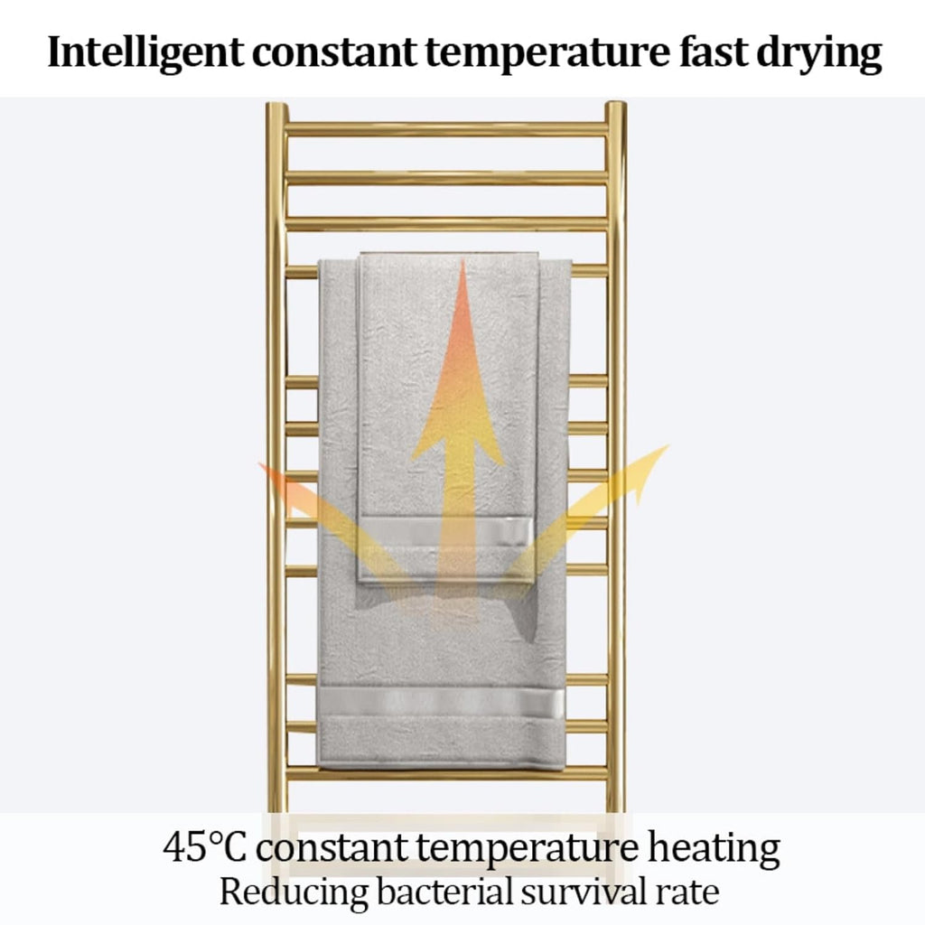 14-Bar Towel Warmer, Wall Mounted Bath Towel Heater, Clothes Airer Dryer, LED Display Panel, Built-in Timer, Adjust Temperature, Hot Towel Warmer Rack for Bathroom Hotel(Black,C)