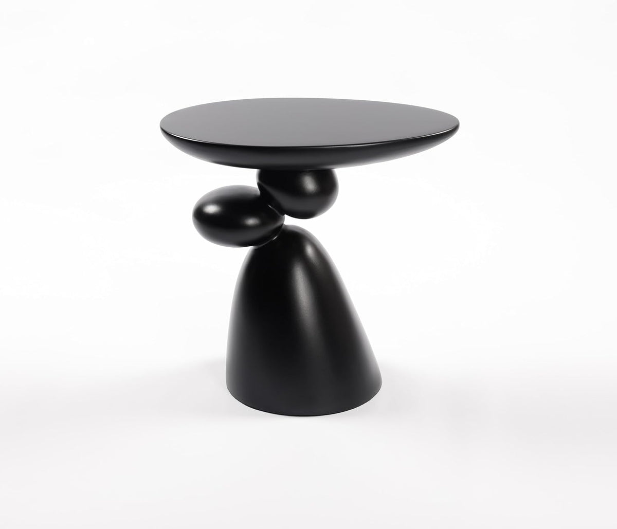 Lucky Stone Oval Coffee Table, Minimalist Fiberglass Tea Table with Sculptural Base, Scandinavian Modern Low Coffee Table for Living Room, Cozy Apartment & Studio, Black 20.1'