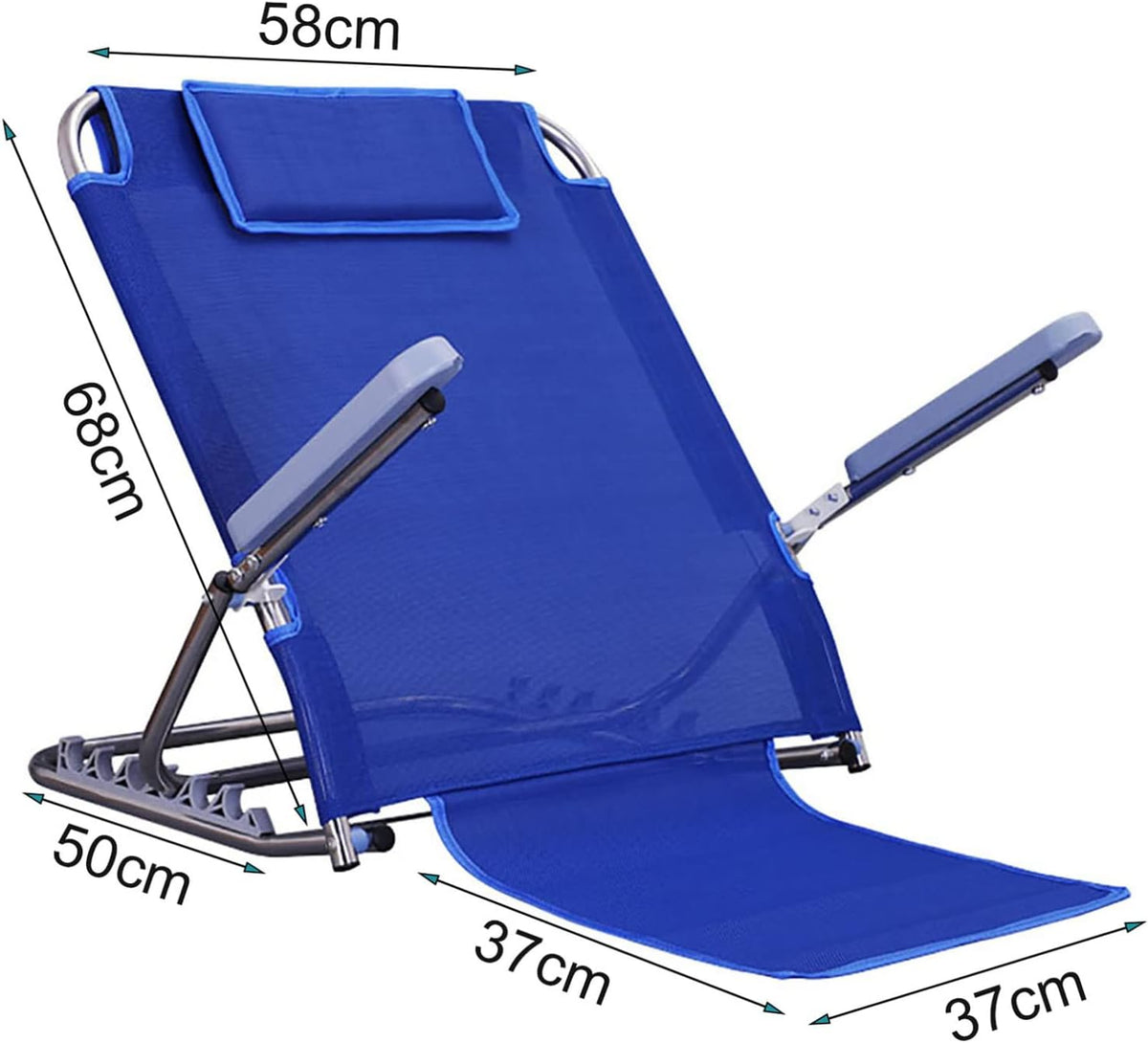 Bed Back Rest, Backrest For Bed, Adjustable Angle, Mobility Disability Support Aid, Sit Up Or Reclined Position, Includes Head Pillow, Read, Eat, Watch TV In Bed, For Eldery, Disabled, & Injured,Blue