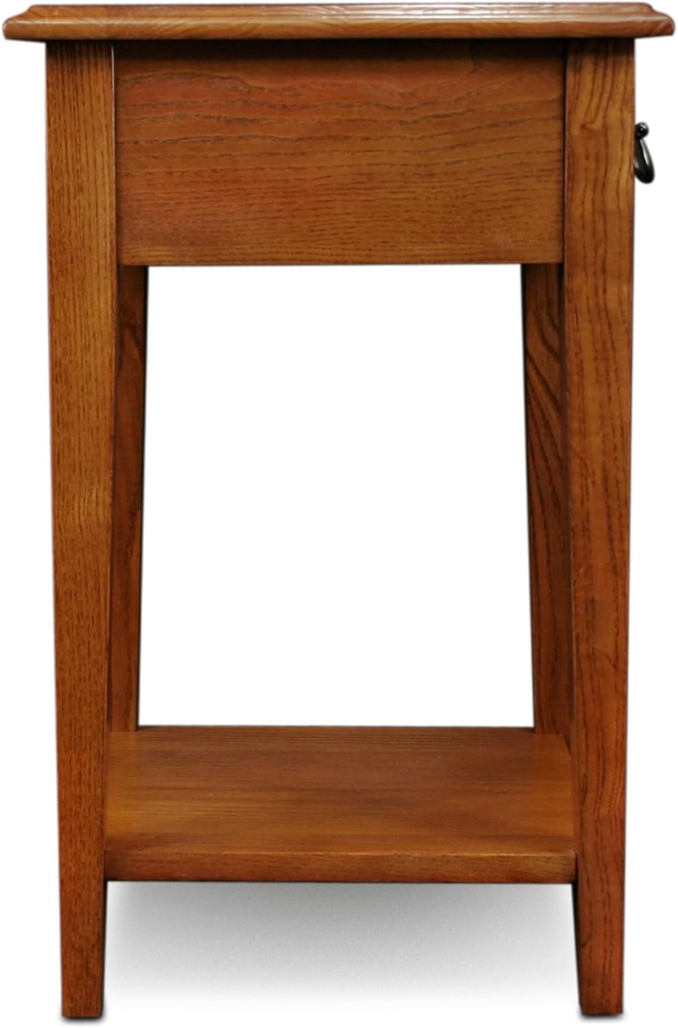 Haven Ridge Solid Wood Square Side Table with Drawer and Shelf, Medium Oak Brown, Perfect for Living Rooms, Bedrooms, and Small Spaces – Leick Home, 9041-MED