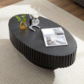 Oval Drum Coffee Table 43.3'' Handcraft Fluted Coffee Table Modern Unique Circle Accent Center Table for Living Room with Sturdy Pedestal Gear Easy Assembly for Small Space,43' Oval Black