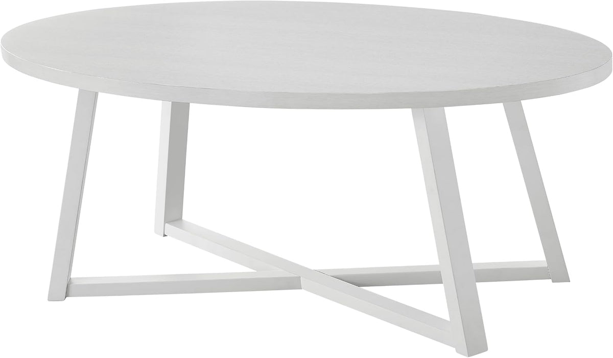 Roundhill Furniture Modern Harmony Wood Oval Coffee Table, White