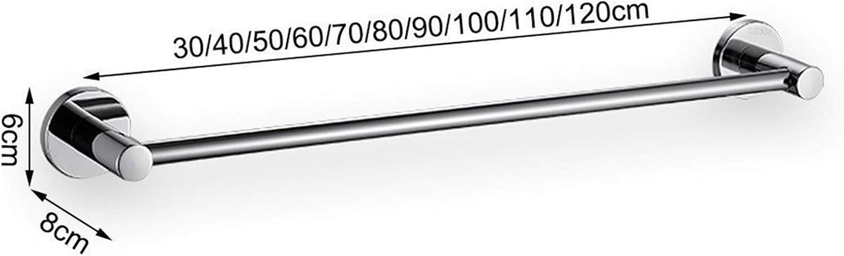 Bath Towel Bar Stainless Steel Towel Rack Bathroom Wall Mounted Towel Rail Hanger, Polished Finish, Silver/80Cm