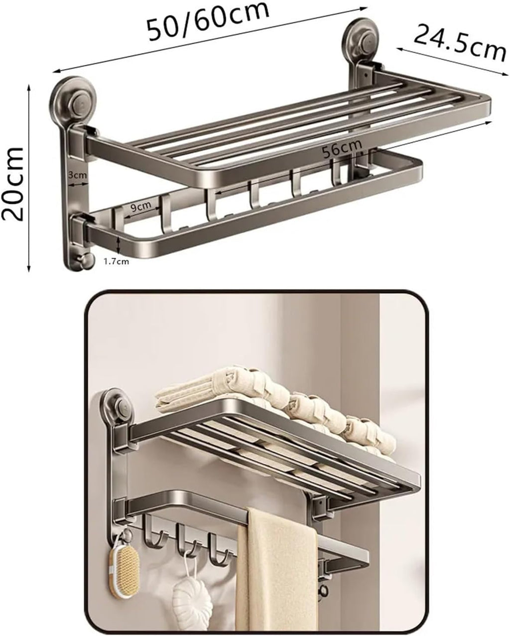 Bath Hardware Set Suction Cup Bathroom Accessories Suit Wall-Mounted Folding Towel Rack Bar Corner Storage Organizer(Corner Storage Rack)