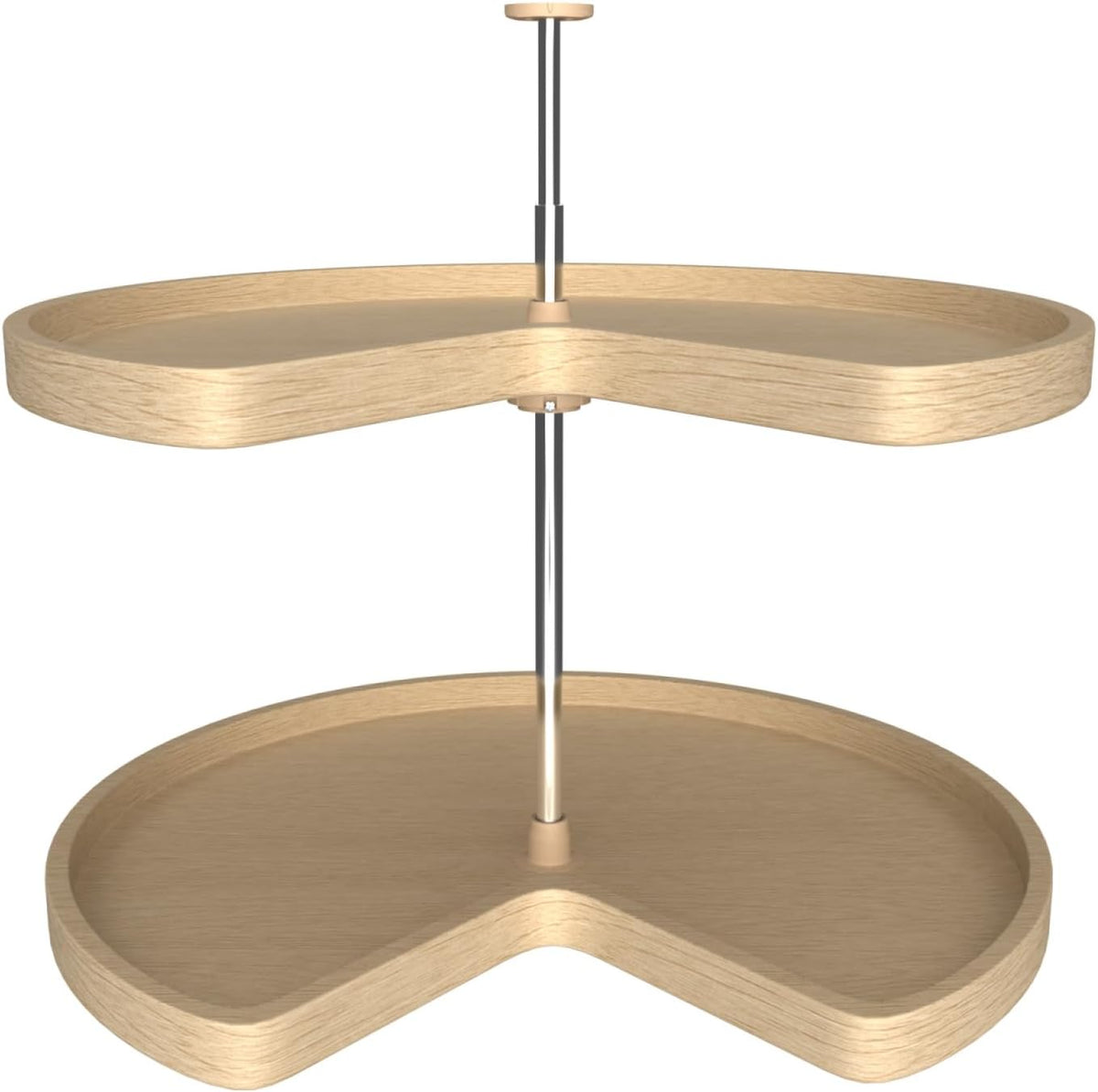 Lazy Daisy Banded Wood Kidney-Shaped 2-Shelf Lazy Susan Shelf for Corner Base Cabinets