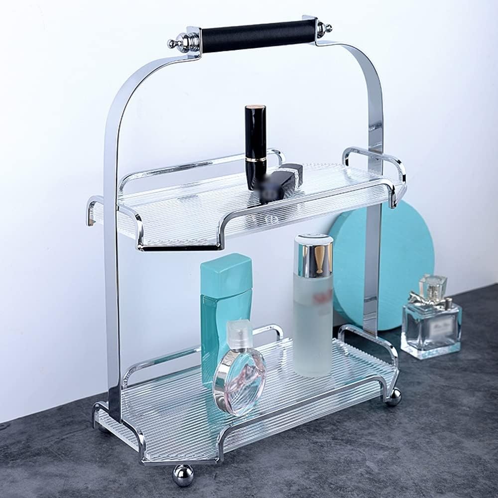 2-Tier Bathroom Corner Shelf with Handle, Bathroom Counter Organizer, Kitchen Countertop Organizer, Makeup Shelf Organizer and Storage, Perfect Storage Tray for Bathroom, Kitchen, Vanity(B)