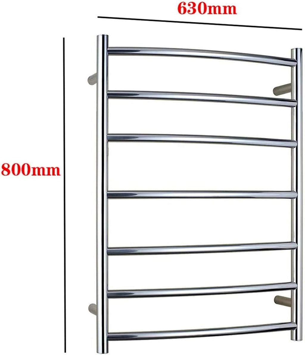 Towel Warmer, Electric Towel Warmer Rack Wall Mounted, Polish Chrome Heated Drying Rack with 7 Heated Bars Mirror,Bath Towel Dryer, Hardwi