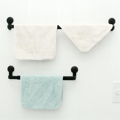 1/2pcs Aluminum Alloy Suction Cup Towel Bar Bathroom Punch Free Towel Rack Hanger Kitchen Storage Shelf Holder Adjustable 52-82CM Wall Mounted Towel Bar