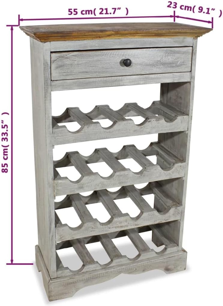 Solid Mahogany Wine Rack Antique-Style Handmade Wooden Cabinet Compact 21.7'x9.1'x33.5' Countertop Display Shelf for Kitchen Bar Drink Storage