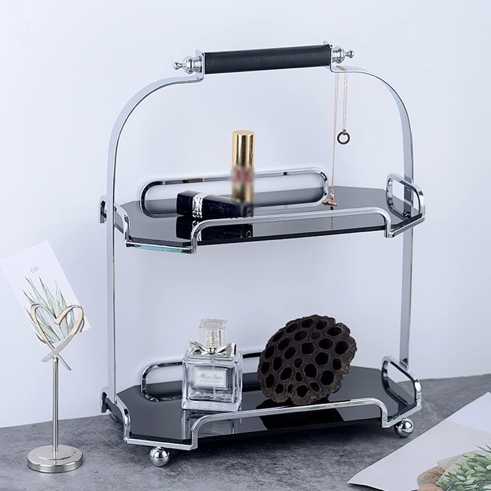 2-Tier Bathroom Corner Shelf with Handle, Bathroom Counter Organizer, Kitchen Countertop Organizer, Makeup Shelf Organizer and Storage, Perfect Storage Tray for Bathroom, Kitchen, Vanity(C)