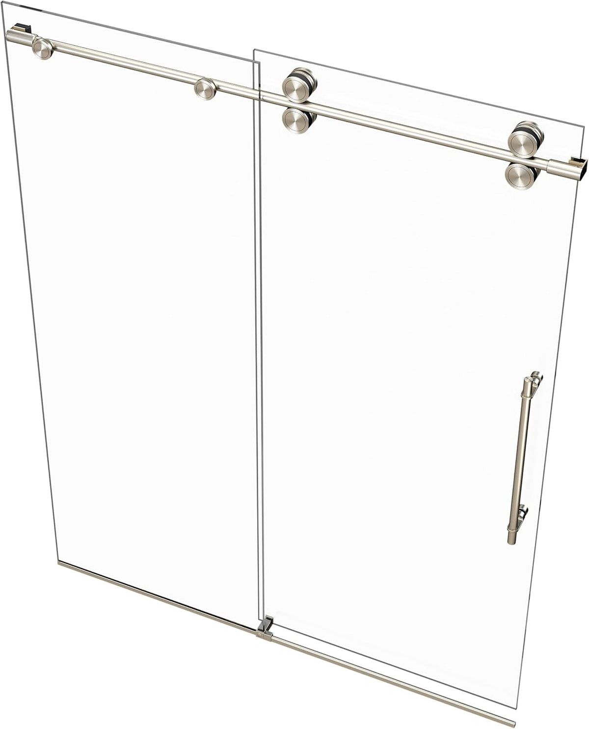 Montage 57.25-59' W x 78' H Euroglide Frameless Shower Door with 3/8' Clear Tempered Glass (Brushed Stainless)