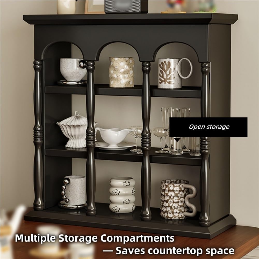Rustic Coffee Mug Display Rack, Floating Solid Wood Mug Rack, Farmhouse Countertop Cup Holder, Space Saving Wall Mounted Vintage Kitchen Countertop Cup Organizer(White,28.7''x19.3''x5.9'')