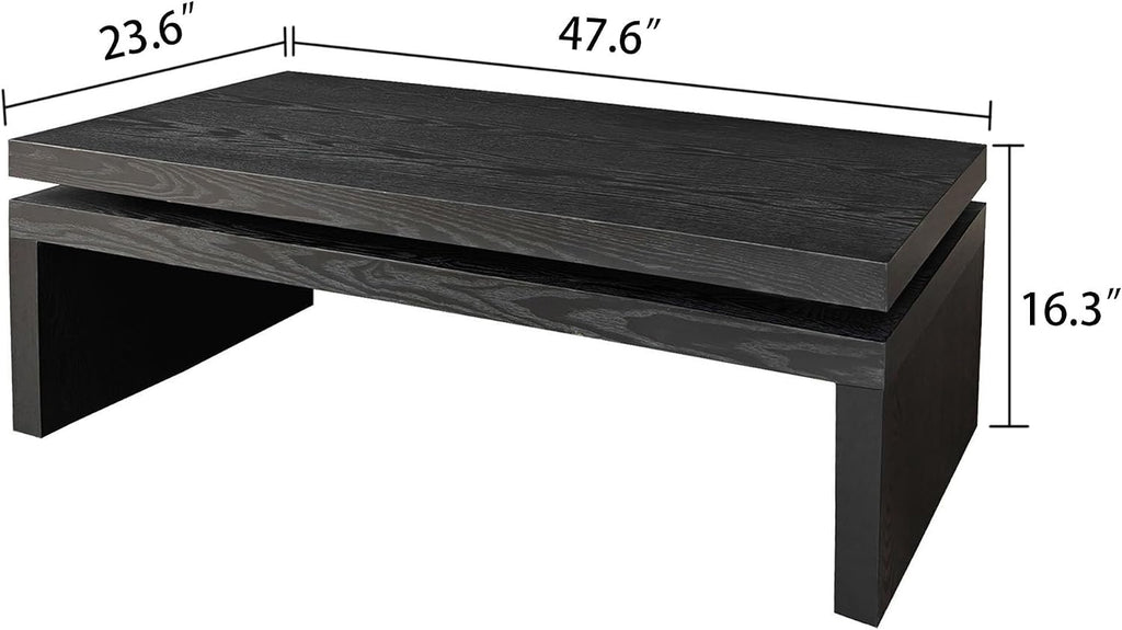 Rectangle Coffee Table for Living Room, Mid Century Modern Coffee Table, Solid Wood Center Table Accent Tea Table for Apartment
