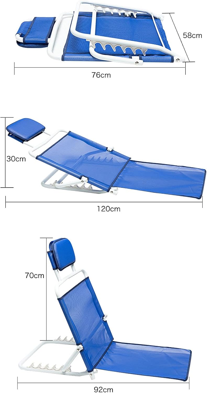Adjustable Padded Change Angle of Backrest Support Lightweight Beach Travel Back Rest Reclining Support Disability Aid for Elderly and Disabled People,Blue for Bed