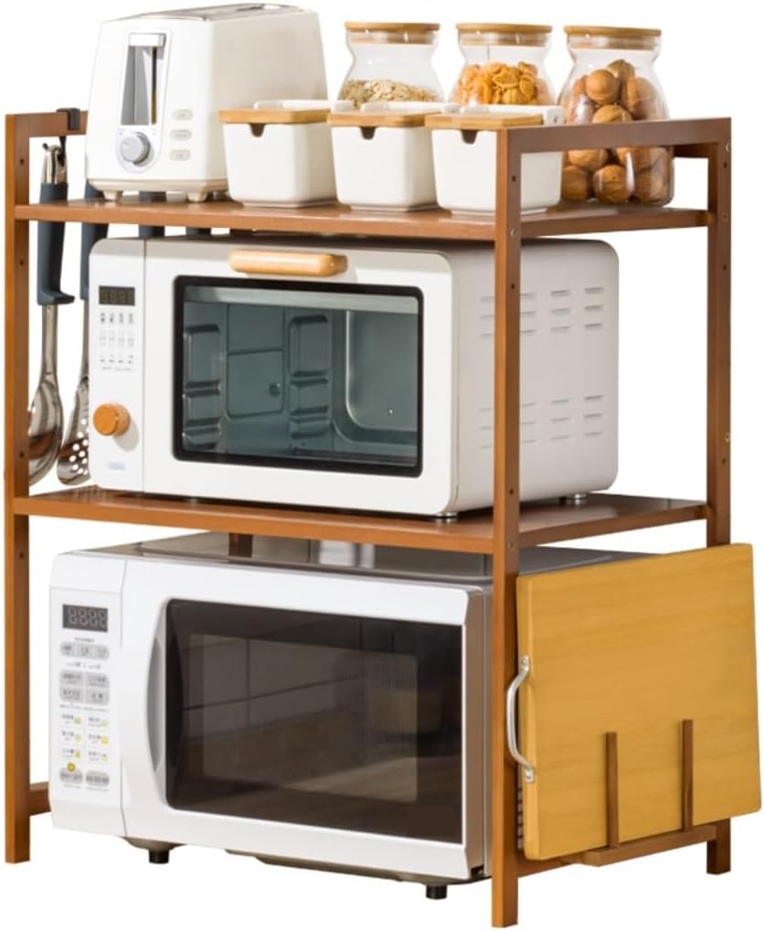 Microwave Stand 3-Tier Microwave Oven Rack Shelf Kitchen Counter Stand Toaster Spice Storage(A)