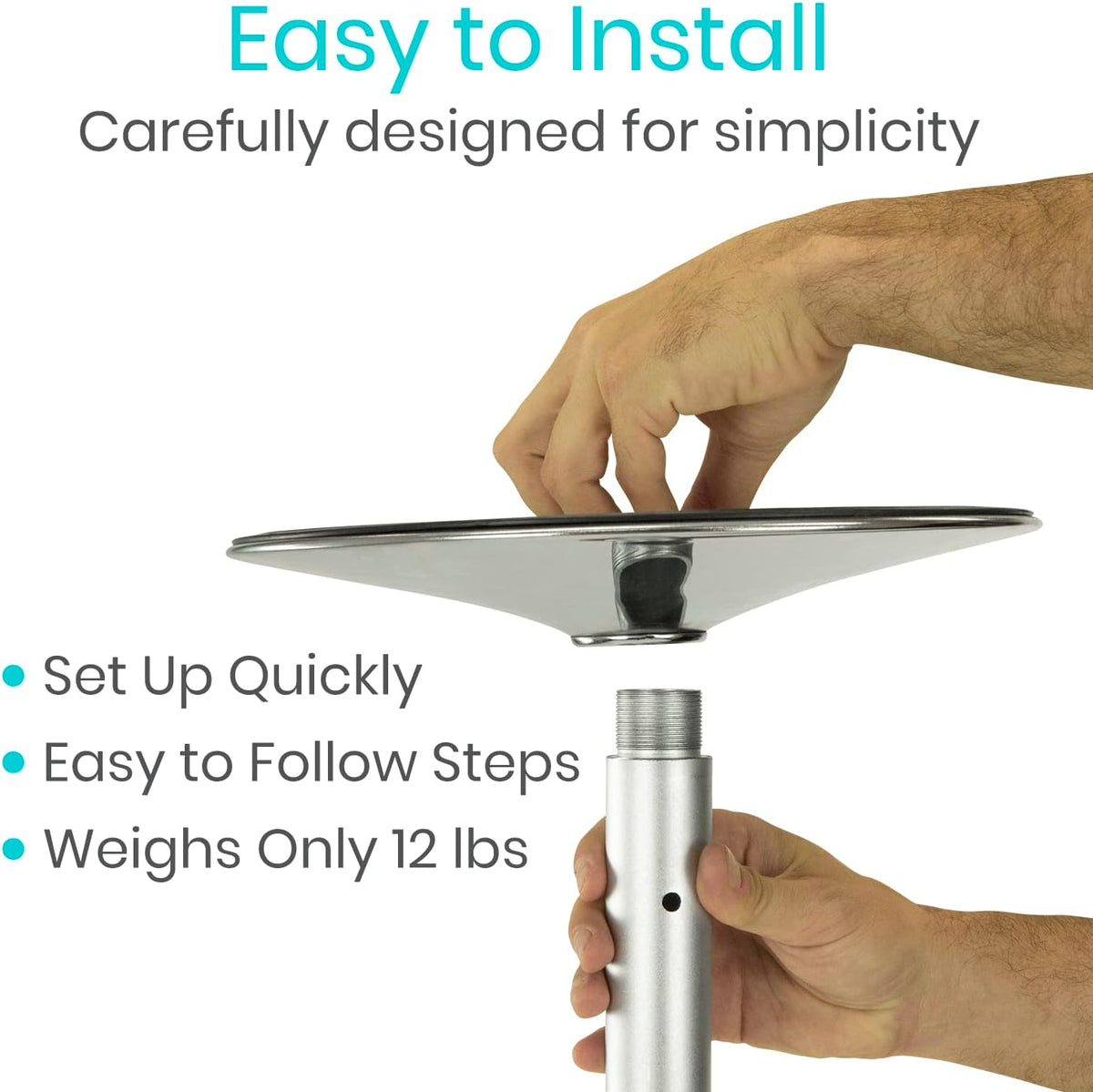 Vive Floor to Ceiling Grab Bar - Stand Assist Aid for Elderly - Shower Safety Bar for Seniors - Stand Assist Transfer Pole - Shower Support Pole - Toilet Rail for Disabled & Handicap Security