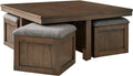 Signature Design by Ashley Boardernest Casual Coffee Table with 4 Storage Stools, Dark Brown
