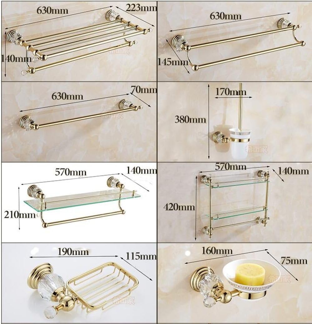 Golden Polished Brass & Crystal Bathroom Accessories Bath Hardware Set Towel Rack Towel Bar Paper Holder Soap Dish,Towel bar only