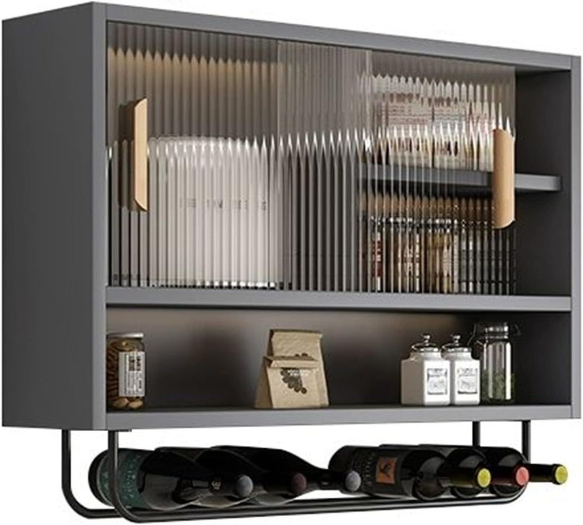 Large Kitchen Wall Cabinet,Wooden Wall Mounted Storage Cabinet with 2 Sliding Glass Door and Towel Bar,Modern Medicine Cabinet for Bathroom Laundry Room Kitchen(31.5 * 9.06 * 19.69in, D)