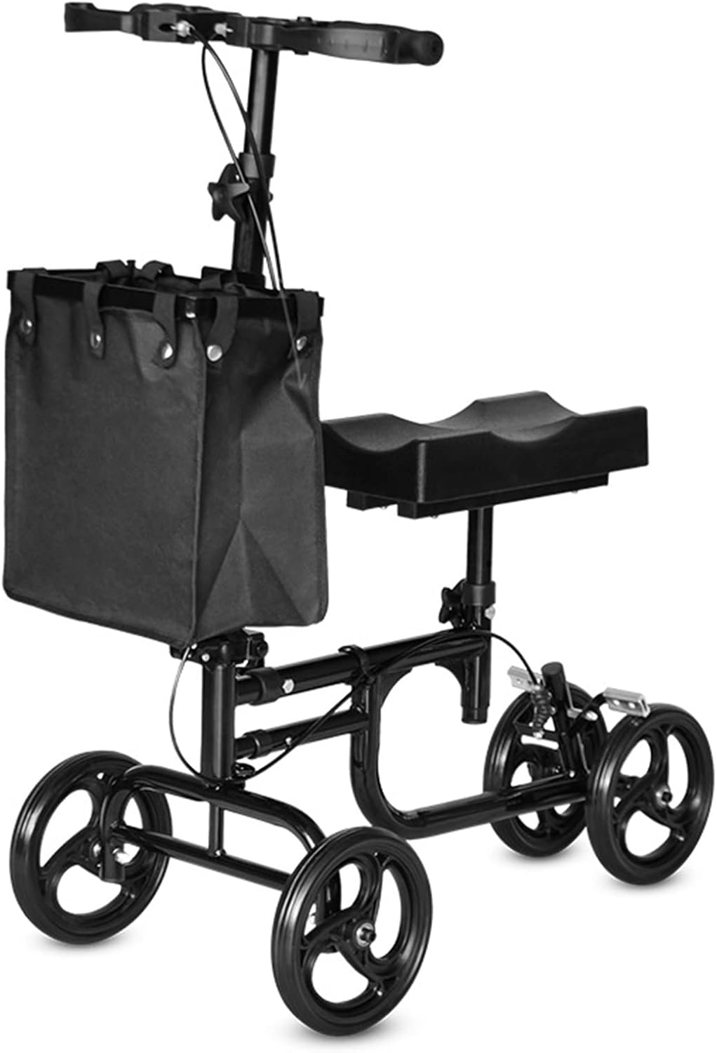 Knee Walker Lightweight for Seniors Folding Walker for Elderly Disability Aids Rollator Walker Adjustable with Wheels Basket,Black (Black-A