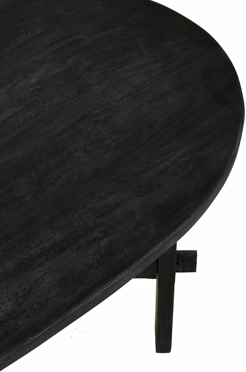 East at Main Celeste Oval Coffee Table, Solid Acacia Wood, Rustic & Modern Design, Handcrafted Living Room Furniture, Distressed Black or Brown Finish, 22' D x 45' W x 18' H