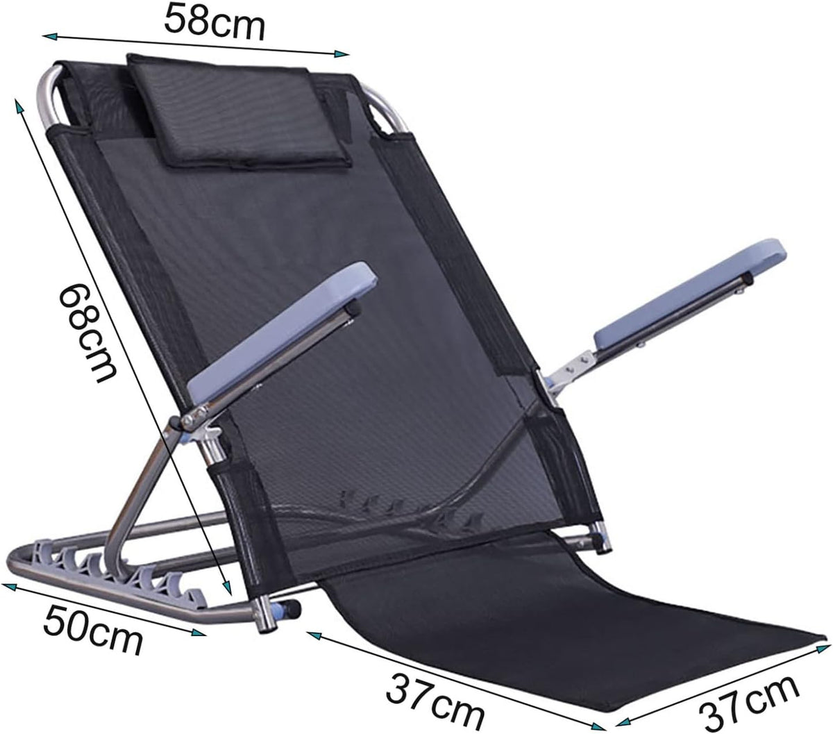 Bed Back Rest, Backrest For Bed, Adjustable Angle, Mobility Disability Support Aid, Sit Up Or Reclined Position, Includes Head Pillow, Read, Eat, Watch TV In Bed, For Eldery, Disabled, & Injured,Black