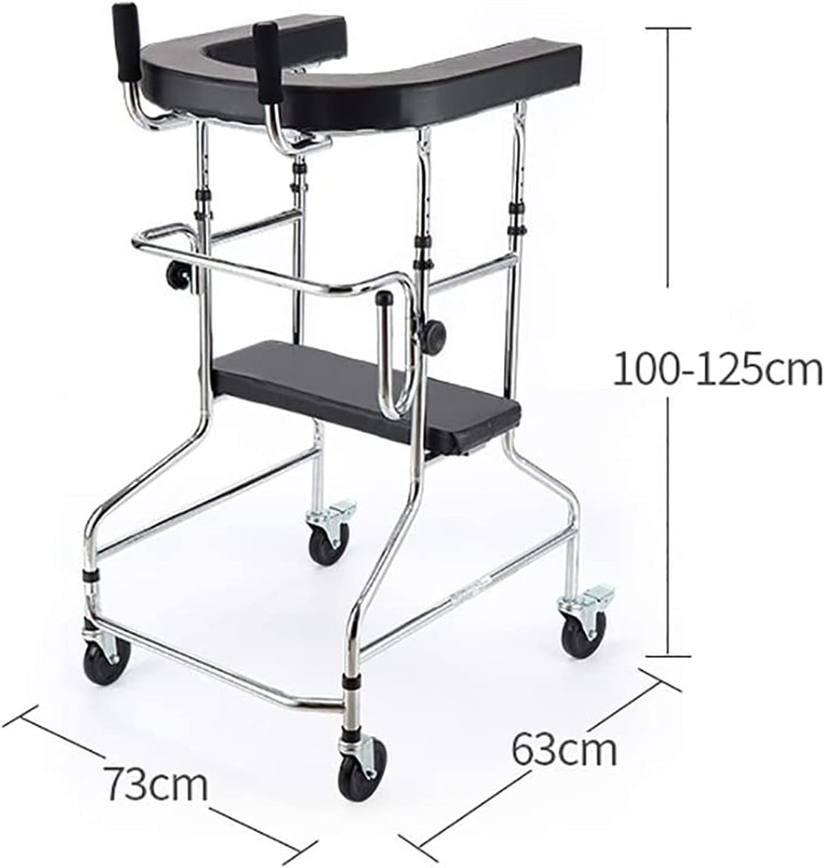 Upright Walker, Walking Aids for Seniors Stand Up Folding Rollator Walker Loading Capacity 100kg with Padded Armrests，10 Steps Height Adjustable (Size : A)