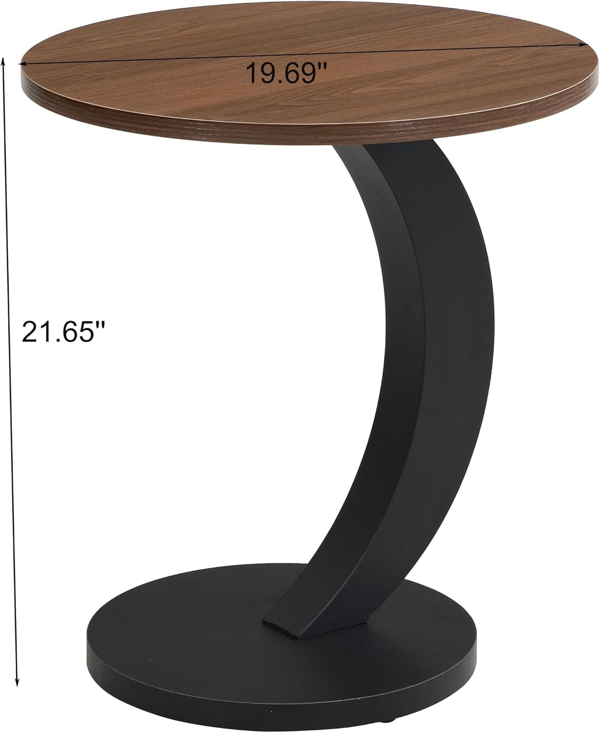 SSLine Luxury Nesting Coffee Table Set with Curved Base Modern Living Room Table Set of 2 Include Oval Coffee Table and End Table for Living Room Bedroom,Black Walnut