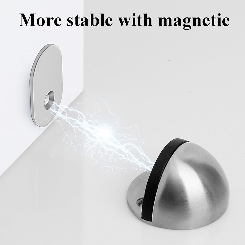 Door Stop Stopper Holder 4 Pieces Stainless Steel,Oval Floor Mounted,Magnetic with Screws and Glues Saving Your Walls from Screws Damage