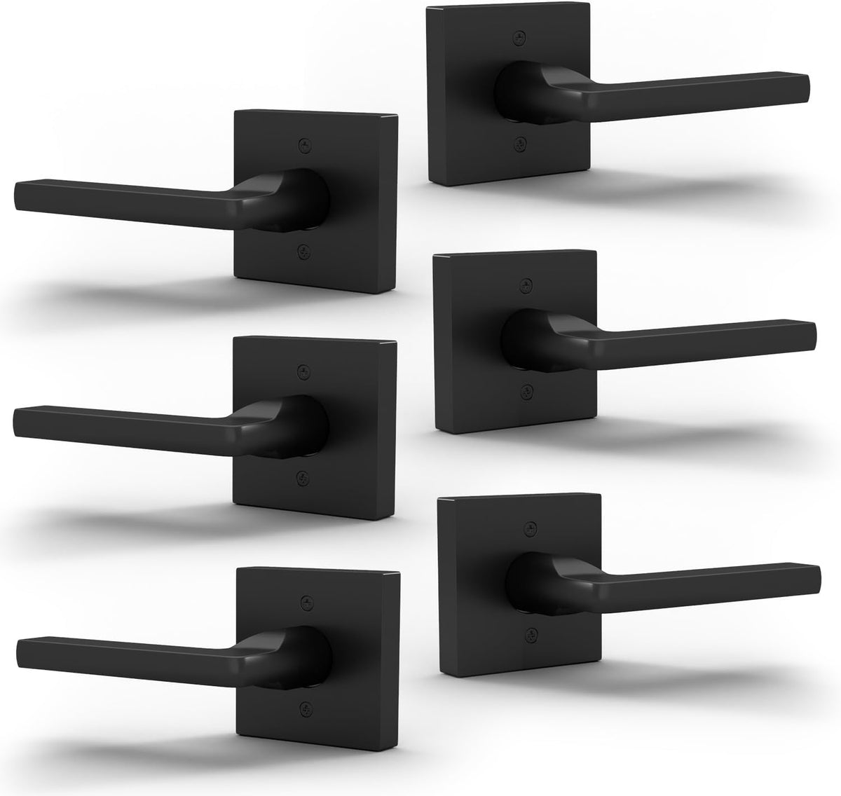 Mega Handles Prime Dummy Door Handles - 6 Pack Heavy Duty Black Door Handle, Non-Turning Door Handle for Hallway, Closet & French Doors, Single Side, Fits All Standard Doors - Matte Black