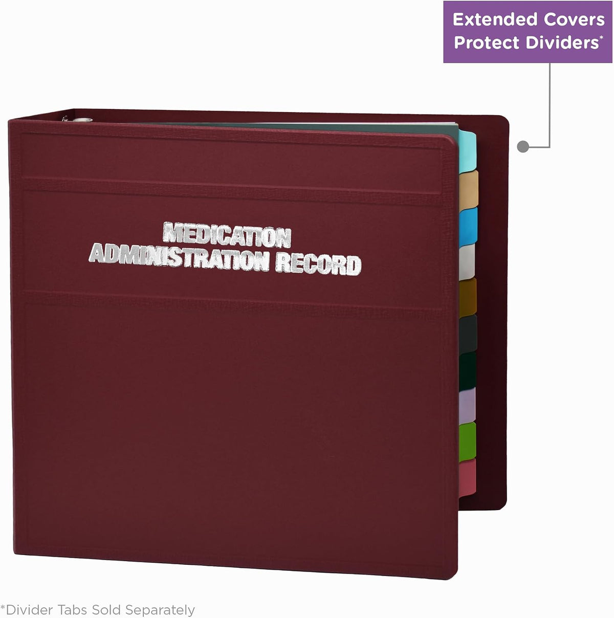 Carstens 4-Inch Heavy Duty Round Ring Binder for Medication Administration Records – Side Opening, Wine, Case of 10, Durable Plastic, No Pockets, Holds 600 Letter Sheets, Made in USA (1871-3RCS)