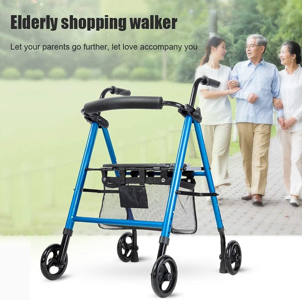 Standing Frame Adult Walker Walking Aid for The Disabled, Adjustable Crutches Old People's Trolley Rehabilitation Equipment