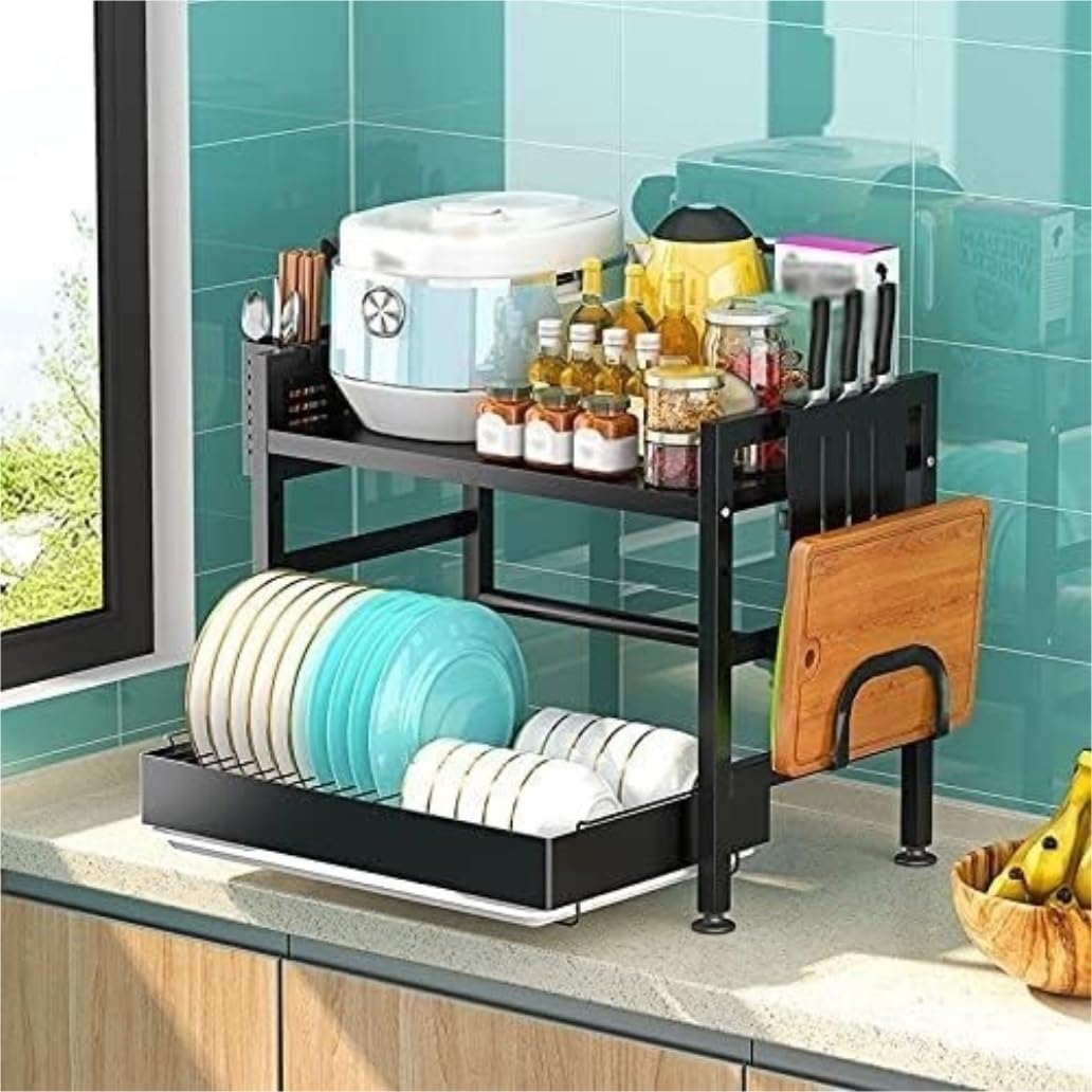 Microwave Stand 2 Tier Microwave Oven Rack Carbon Steel Stand Spice Organizer Shelf Kitchen Storage Storage