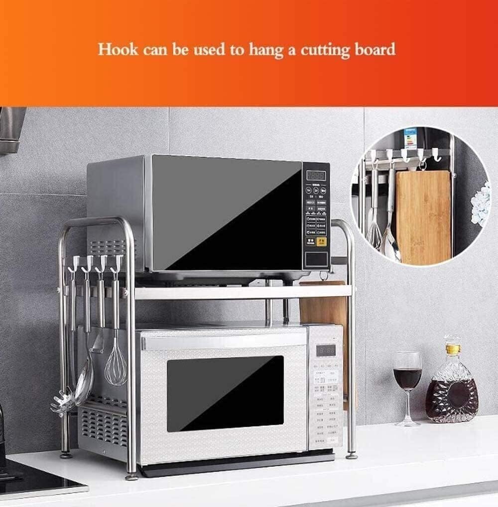 Microwave Stand 2 Tier Microwave Oven Rack Stainless Steel Stand Storage Rice Cooker Racks for Kitchen Countertop Organizer Storage