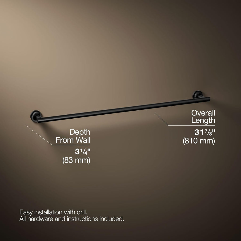 Kohler 14437-BL Purist® 30' Towel bar, Matte Black