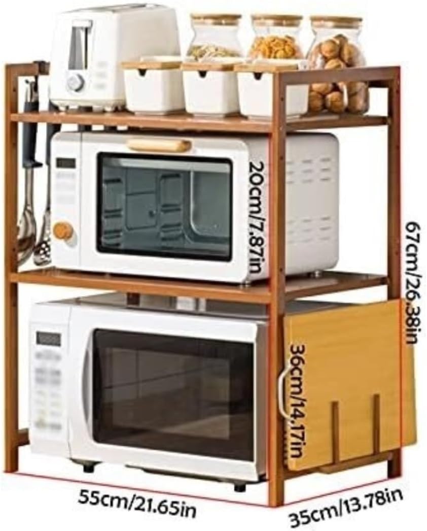 Microwave Stand 3-Tier Microwave Oven Rack Shelf Kitchen Counter Stand Toaster Spice Storage(A)