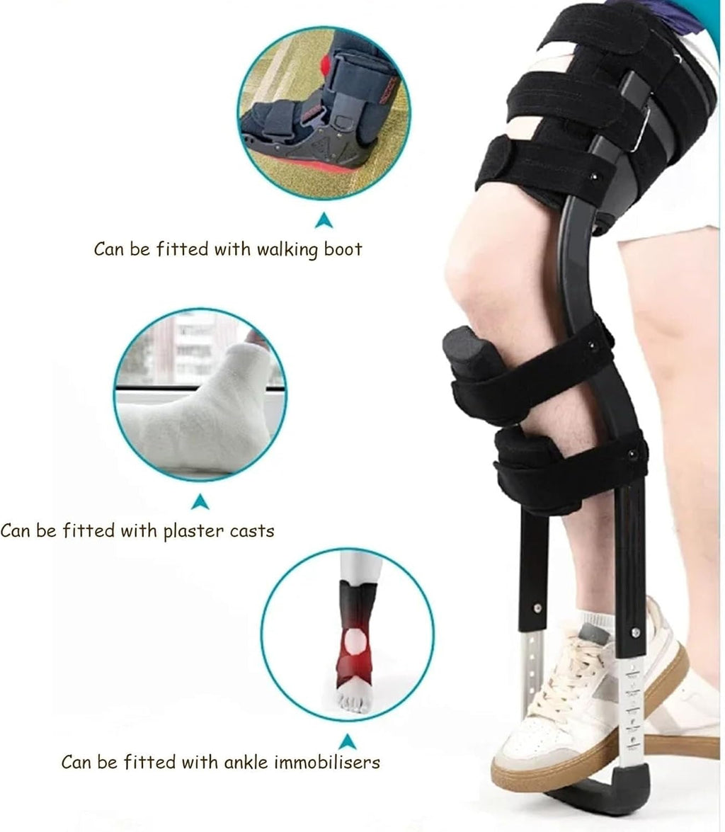 FoRes Walking Support Single Leg Alternative to Crutches Telescopic Pain Free Knee Crutch Walker Hands Free Crutch Knee for Disability Elderly Injury Ankle Fracture