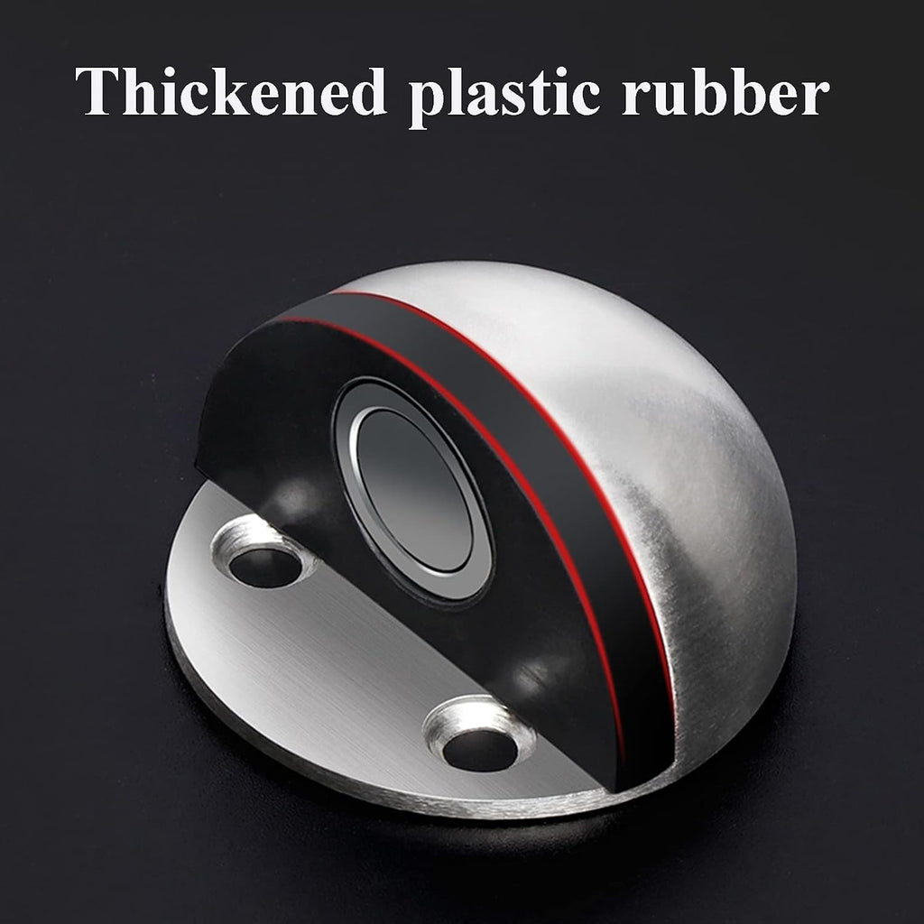 Door Stop Stopper Holder 4 Pieces Stainless Steel,Oval Floor Mounted,Magnetic with Screws and Glues Saving Your Walls from Screws Damage