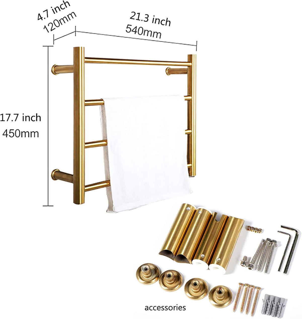 Towel Warmer,Electric Towel Rack with 4 Round Bars 304 Stainless Steel Heated Towel Bar Electric Drying Rack Wall Mounted Bath Towel Dryer (Plug in)