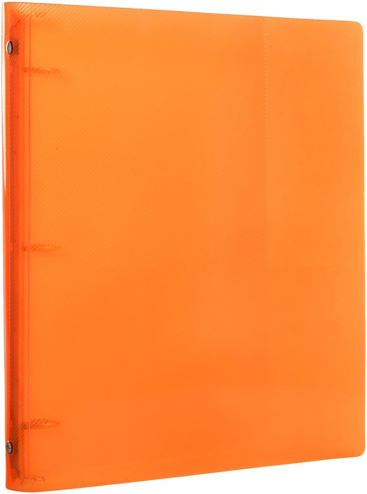 JAM PAPER Plastic 1 inch Binders - Orange 3 Ring Binder - Bulk 24/Pack