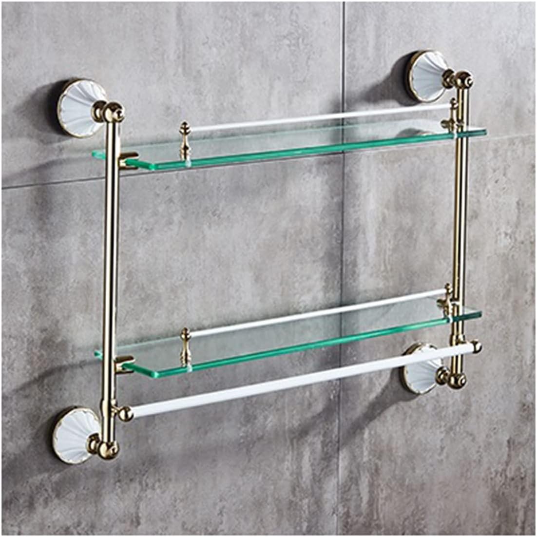 ZTBH Bathroom Hardware Sets Bathroom Accessories Set, Paper Holder, Towel Bar, Soap Basket, Towel Rack, Glass Shelf Bathroom Hardware Towel Set (Color : Two Tier Glass Shelf)