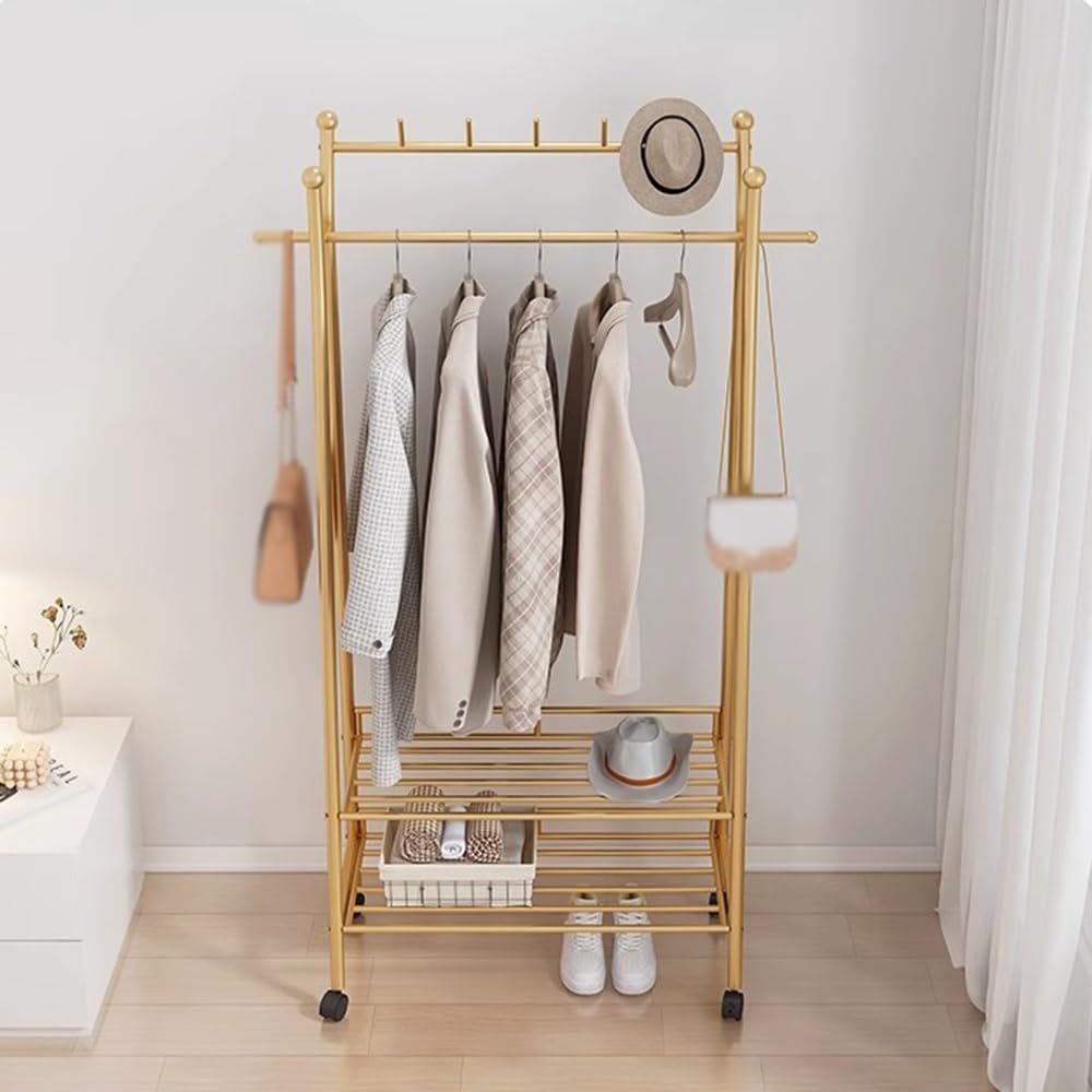 Free Standing Hall Tree Floor Clothes Hanger Bedroom Underwear Hat Rack Storage Rack Simple Multifunctional Storage Clothes Hanger Entryway Coat Stand